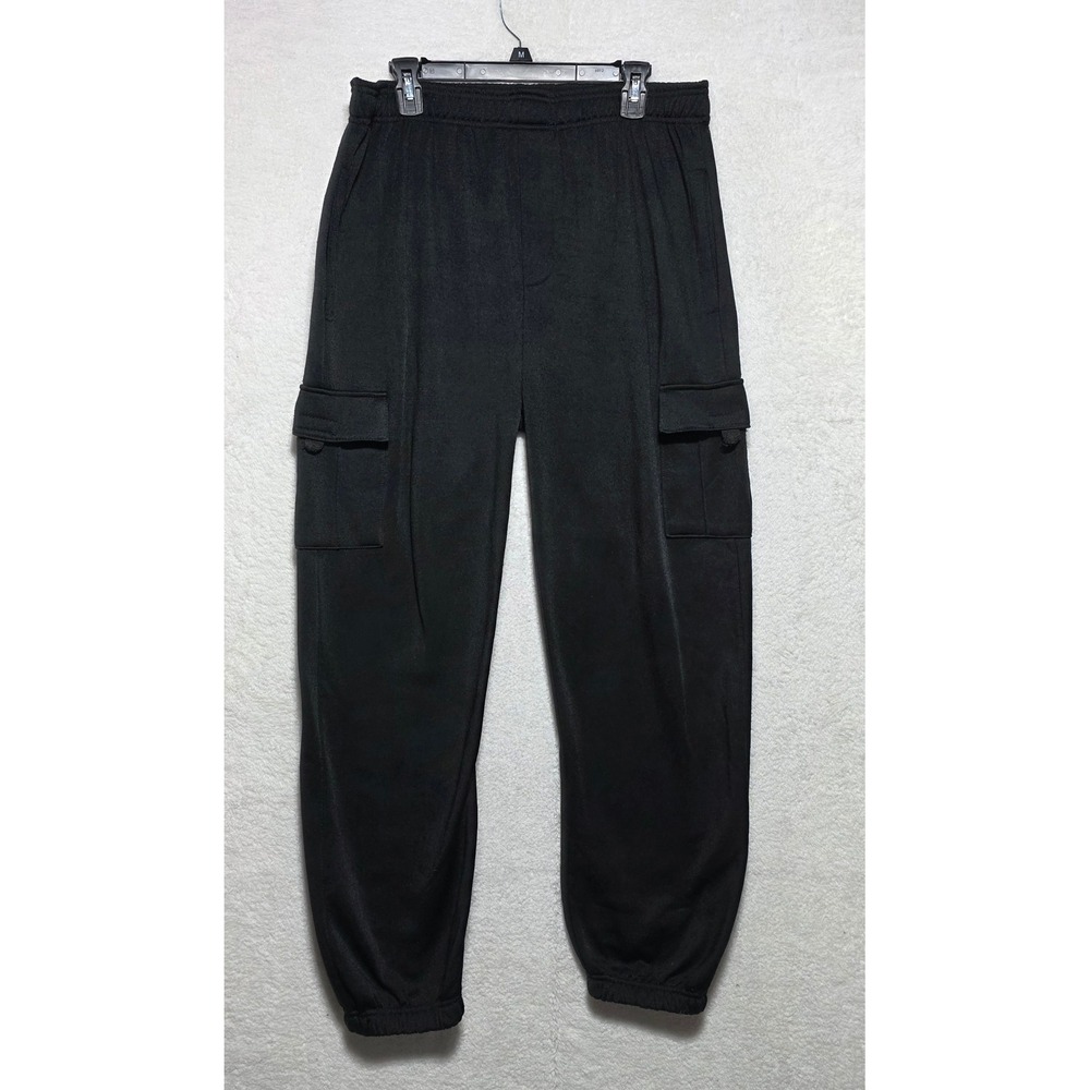 Fourcast Black Fleece Cargo Joggers Men's Large Elastic Waist Utility Sweatpants